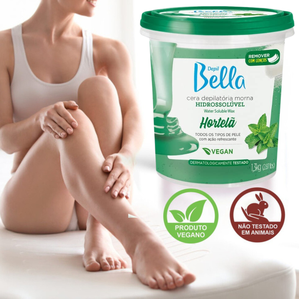 Cera Hidrossolúvel Hortelã Depil Bella 600g