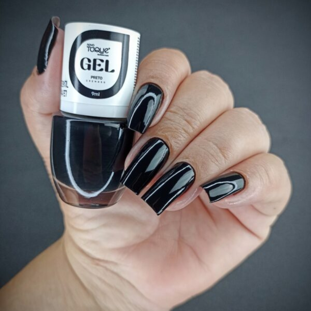 Esmalte Novo Toque Cremoso Efeito Gel Preto 9ml