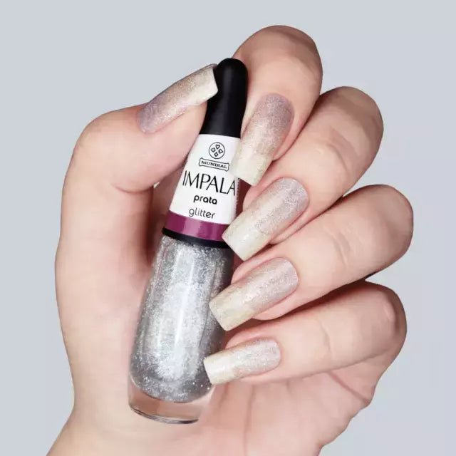 Esmalte Impala Glitter Prata 7,5ml - Prata - Glitter