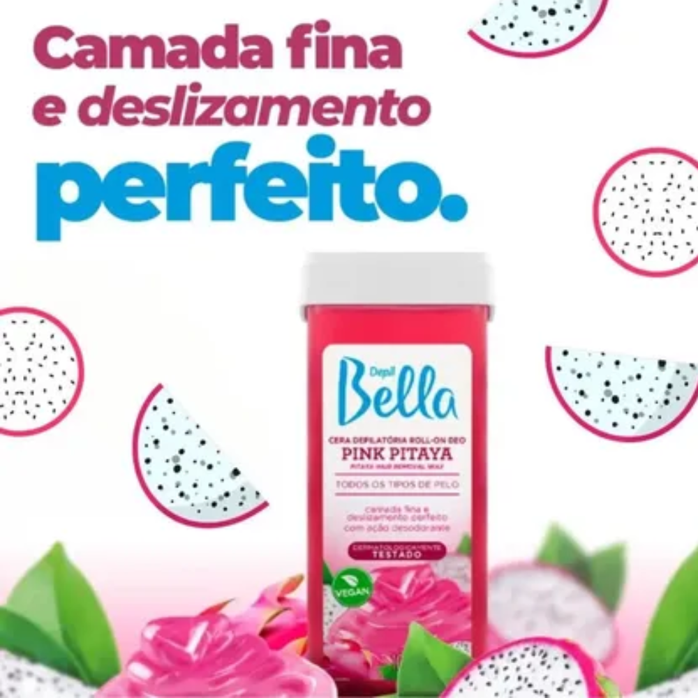Kit 6 Refil Cera Depilatória Roll On Deo Pink Pitaya Depil Bella 100g