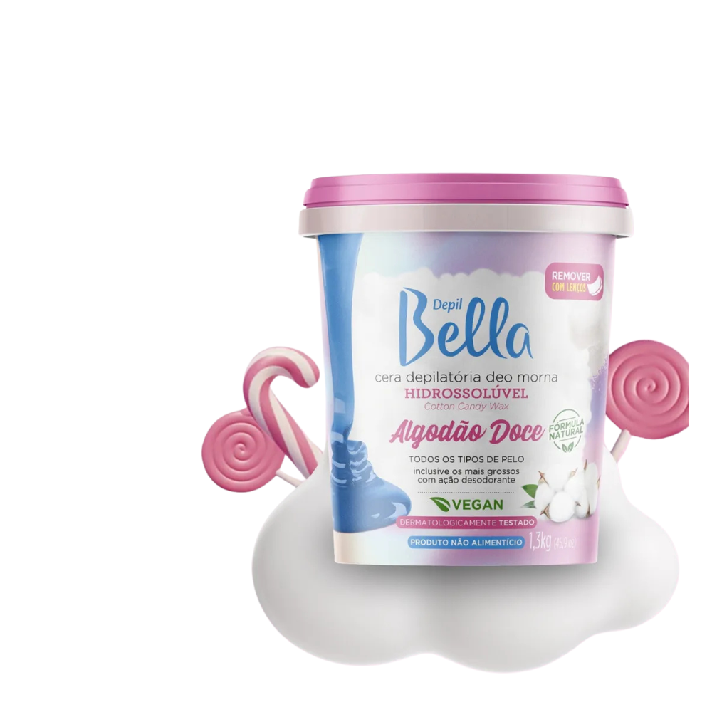 Cera Hidrossolúvel Algodão Doce Depil Bella 1,3kg