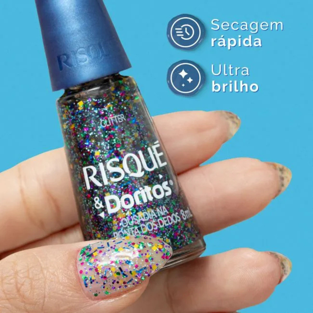 Esmalte Risqué & Doritos Glitter Ousadia Na Ponta Dos Dedos 8ml