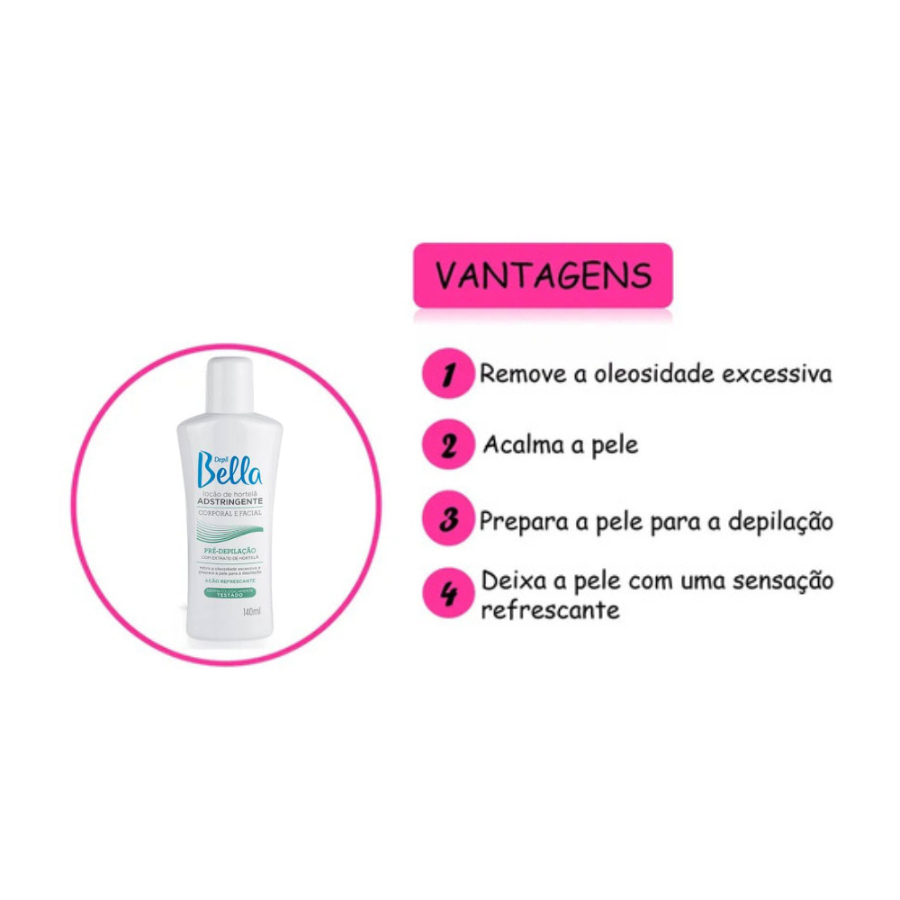 Loção Pré Depilatória Adstringente de Hortelã Depil Bella 500ml