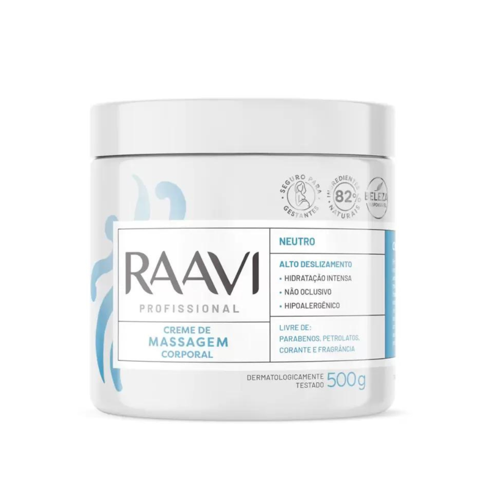 Creme Hidratante De Massagem Profissional Neutro Raavi 500g
