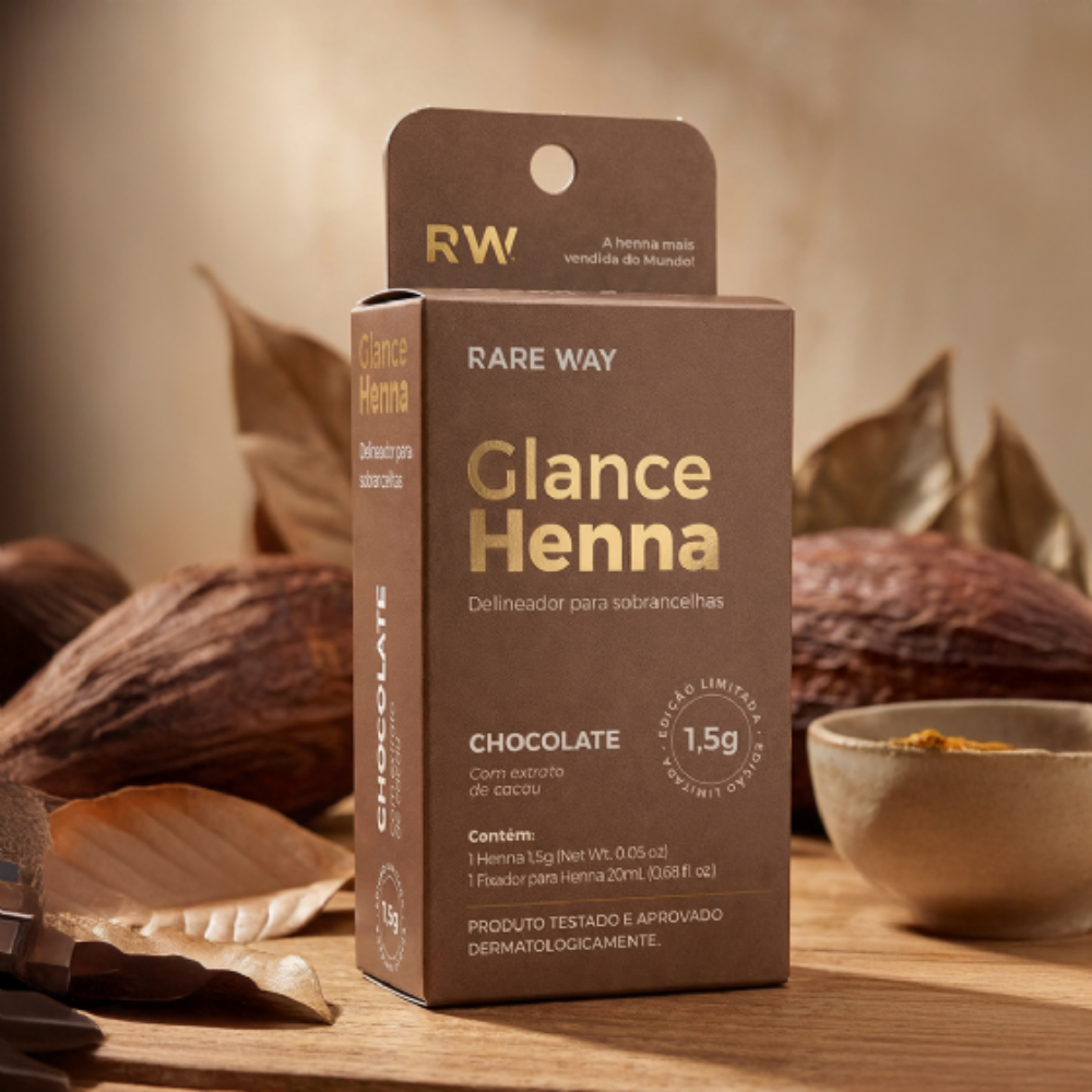 Kit Henna E Fixador Para Sobrancelhas Rare Way Glance - Chocolate - 1,5g