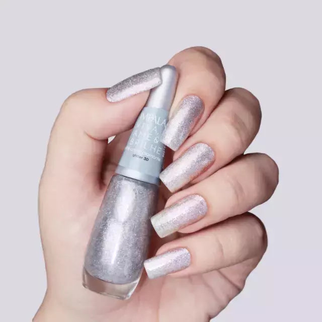 Esmalte Impala Glitter 3D Brilhe Como Diamante 7,5ml - Prata - Viva, Ame & Brilhe