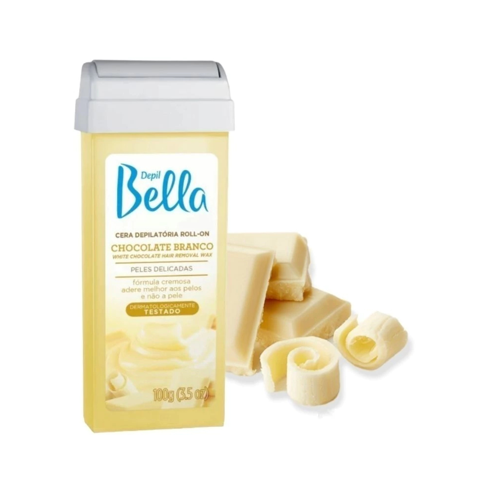 Refil Cera Depilatória Roll On Deo Chocolate Branco Depil Bella 100g