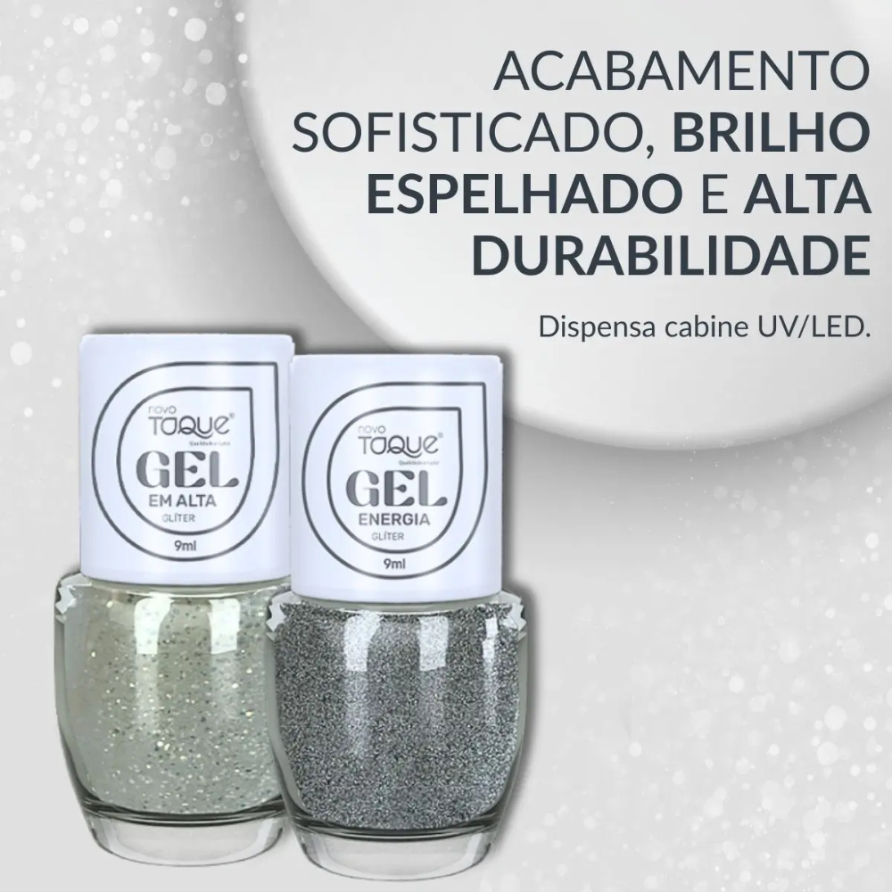 Esmalte Novo Toque Glitter Efeito Gel Energia 9ml