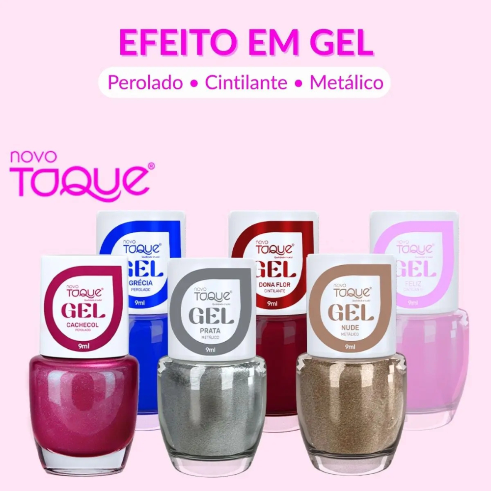 Esmalte Novo Toque Metálico Efeito Gel Prata 9ml