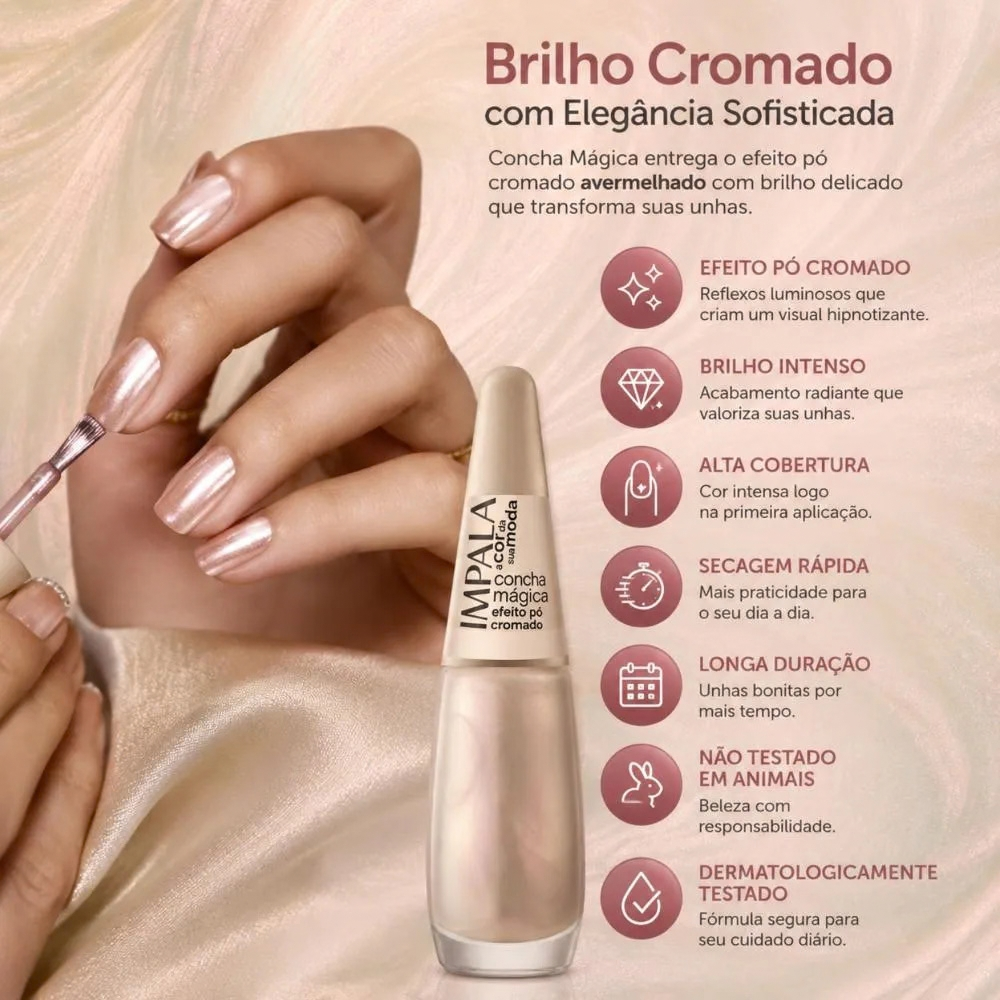 Esmalte Impala Efeito Pó Cromado Concha Mágica 7,5ml