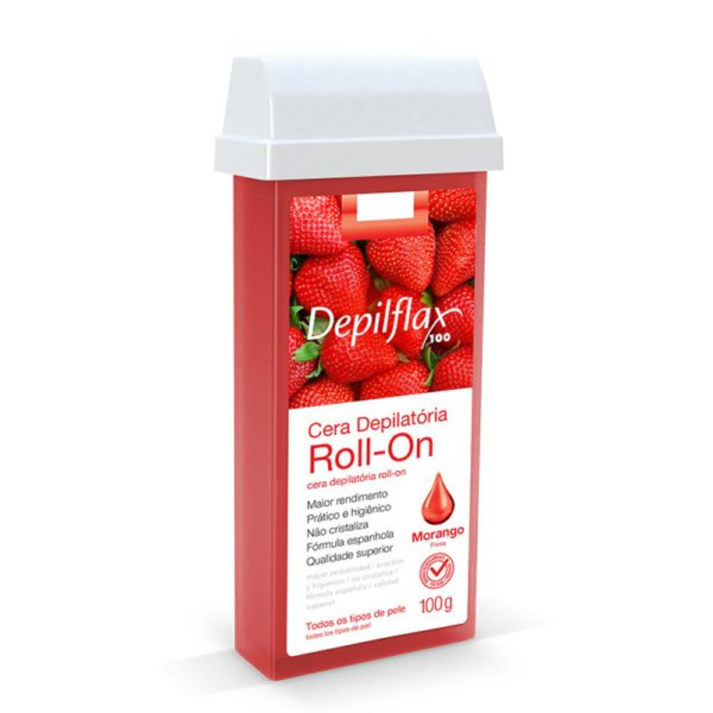 Refil Cera Depilatória Roll On Morango Depilflax 100g