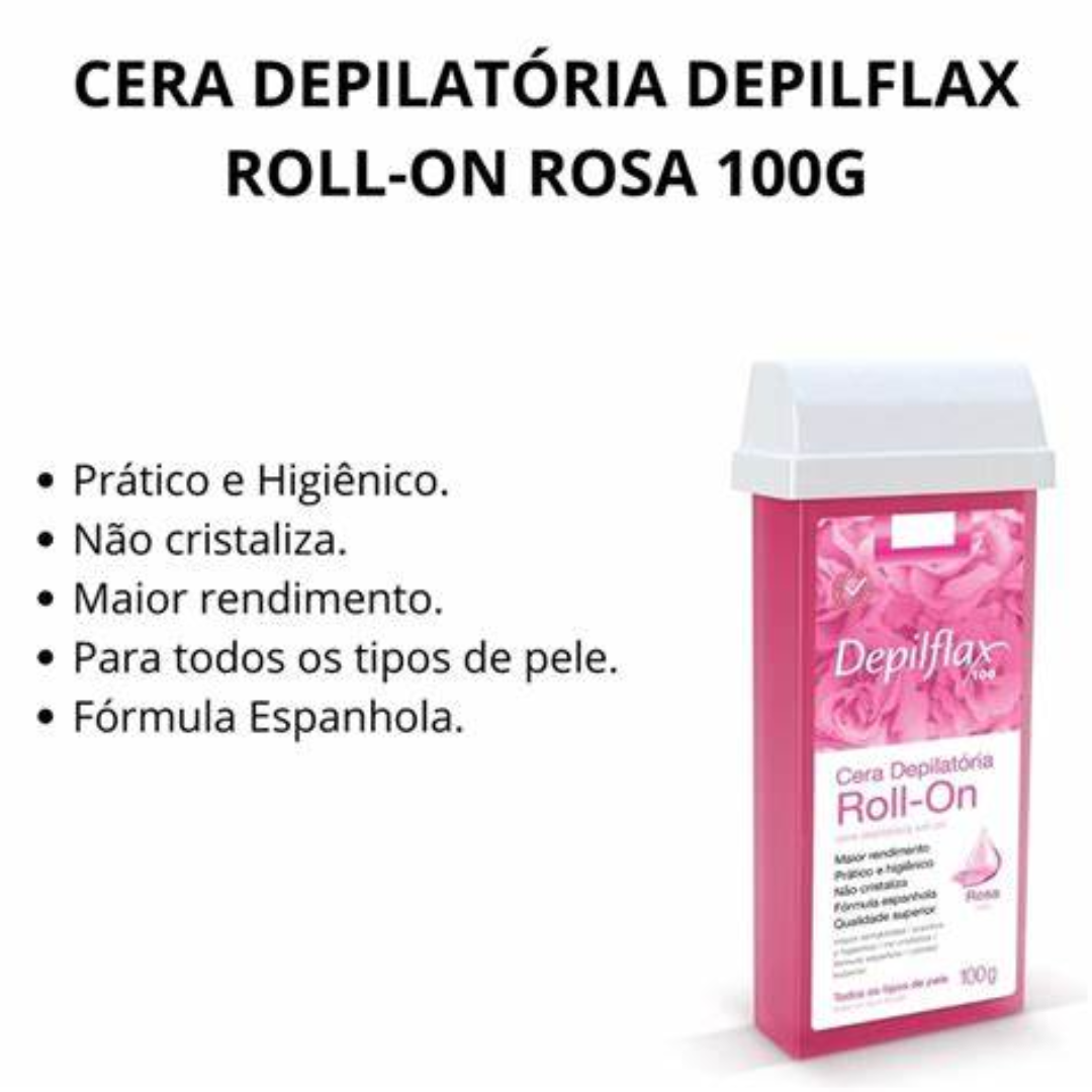 Refil Cera Depilatória Roll On Rosa Depilflax 100g
