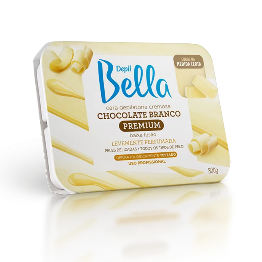 Cera Quente Em Barra Chocolate Branco Alto Rendimento Depil Bella 800g