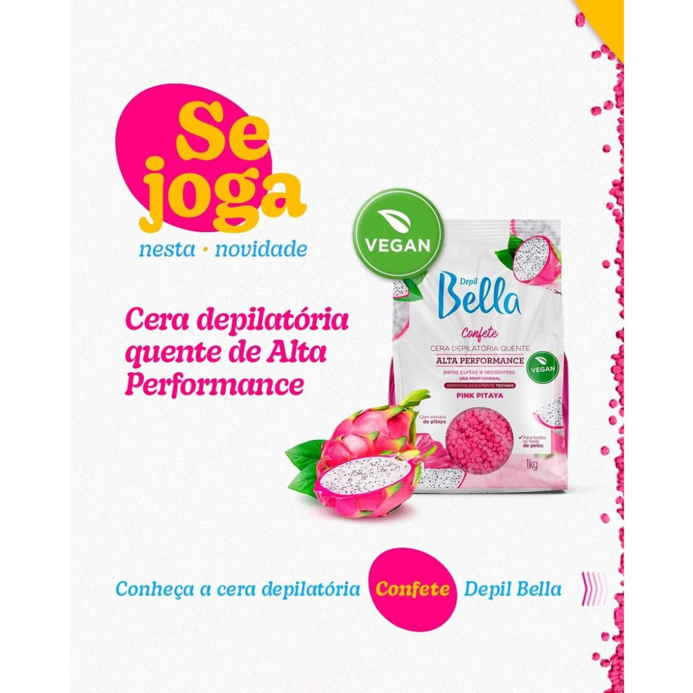 Cera Depilatória Confete Pink Pitaya Depil Bella 250g