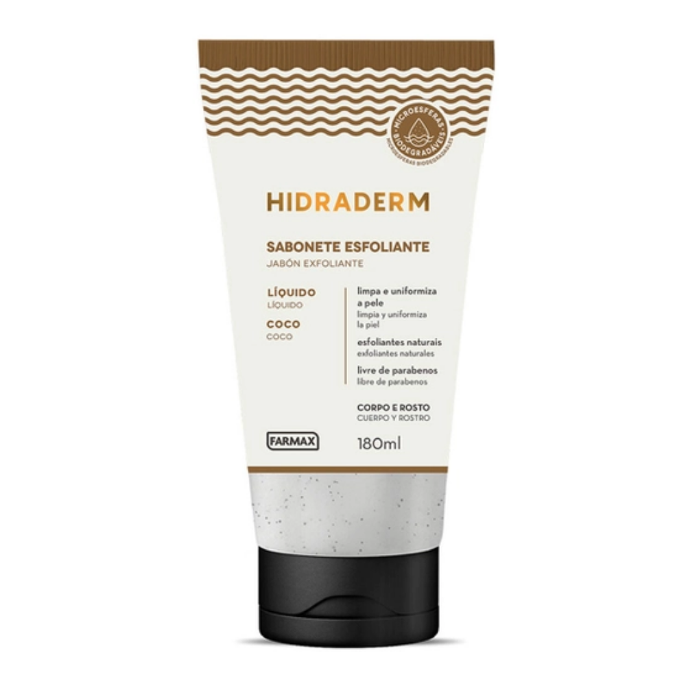 Sabonete Líquido Esfoliante Hidraderm Coco 180ml Farmax
