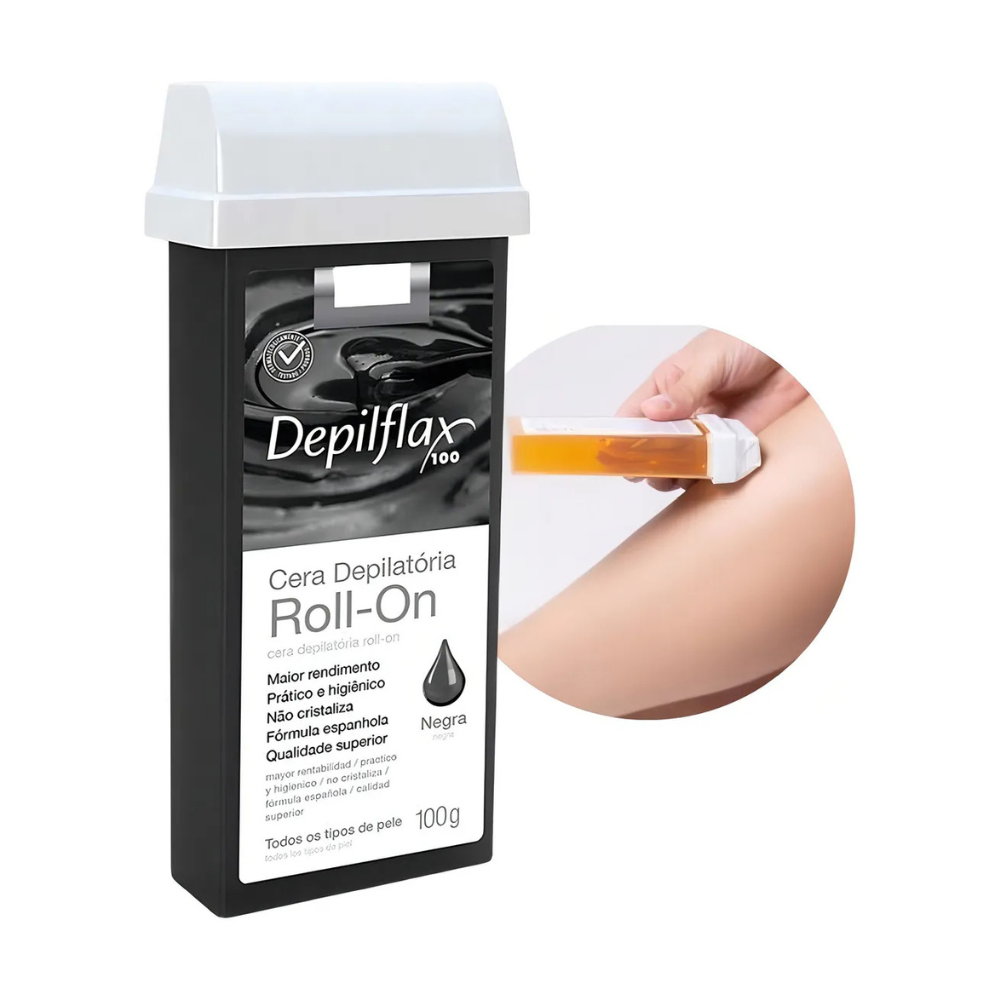 Refil Cera Depilatória Roll On Negra Depilflax 100g