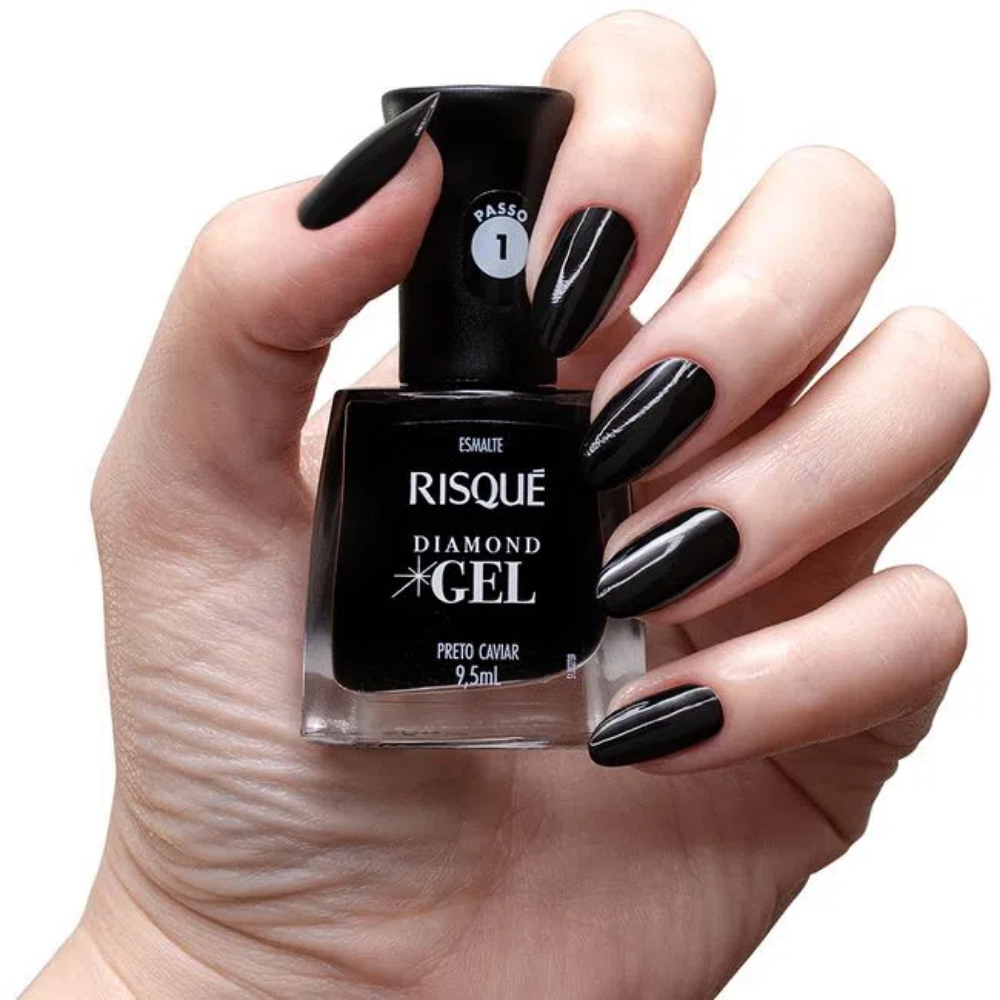 Esmalte Risqué Diamond Gel Preto Caviar 9,5ml - Preto - Diamond Gel