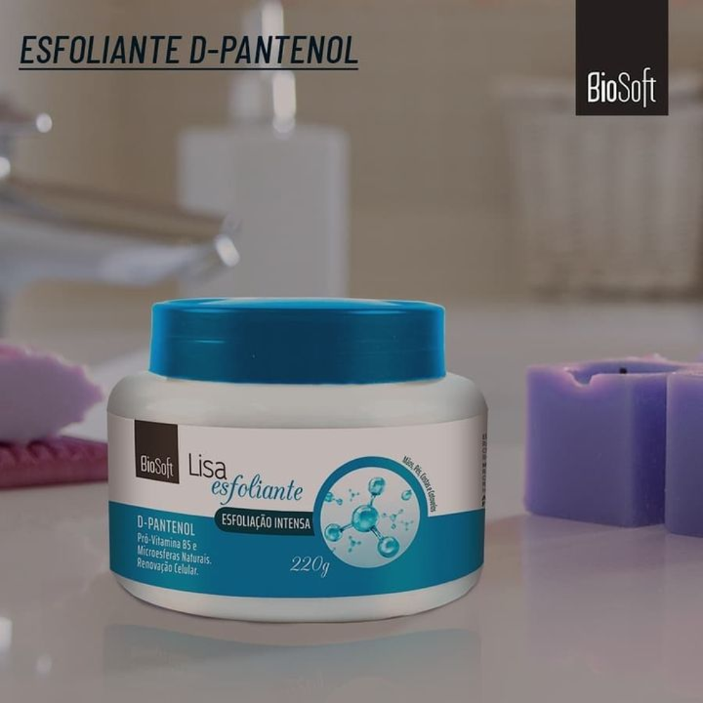Creme Esfoliante Com Pantenol Para Mãos, Pés, Costas e Cotovelos Biosoft 220g