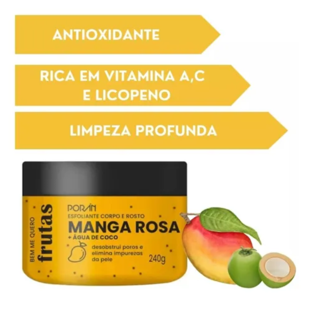 Esfoliante Manga Rosa Corpo E Rosto Porán 240g