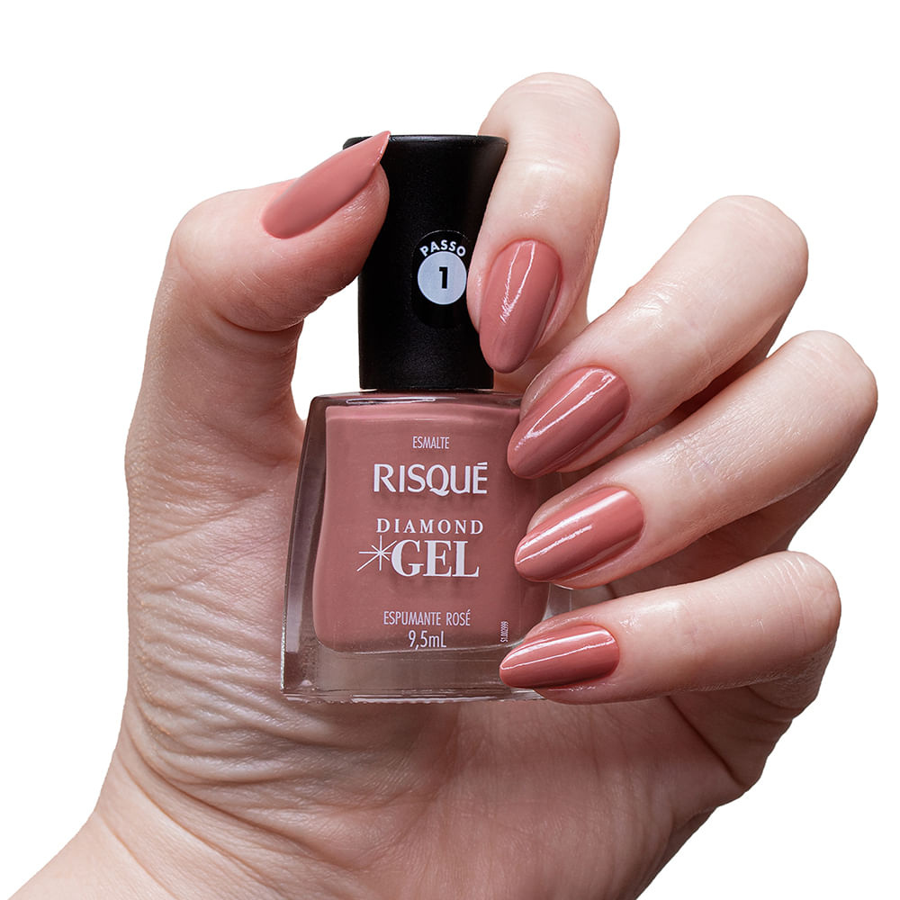 Esmalte Risqué Diamond Gel Espumante Rosé 9,5ml - Nude - Diamond Gel