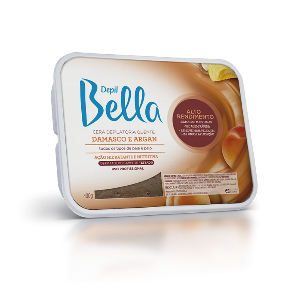 Cera Quente Em Barra Damasco Alto Rendimento Depil Bella 400g