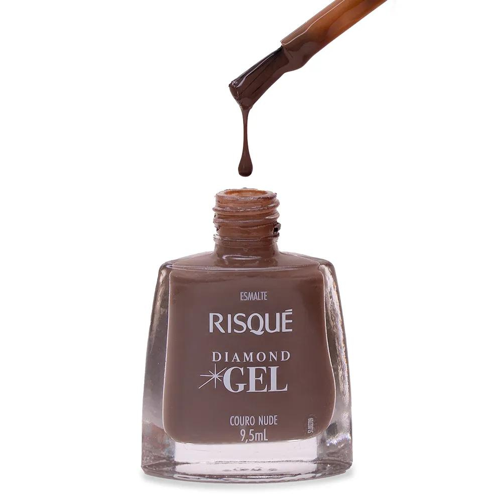 Esmalte Risqué Diamond Gel Couro Nude 9,5ml - Nude - Diamond Gel
