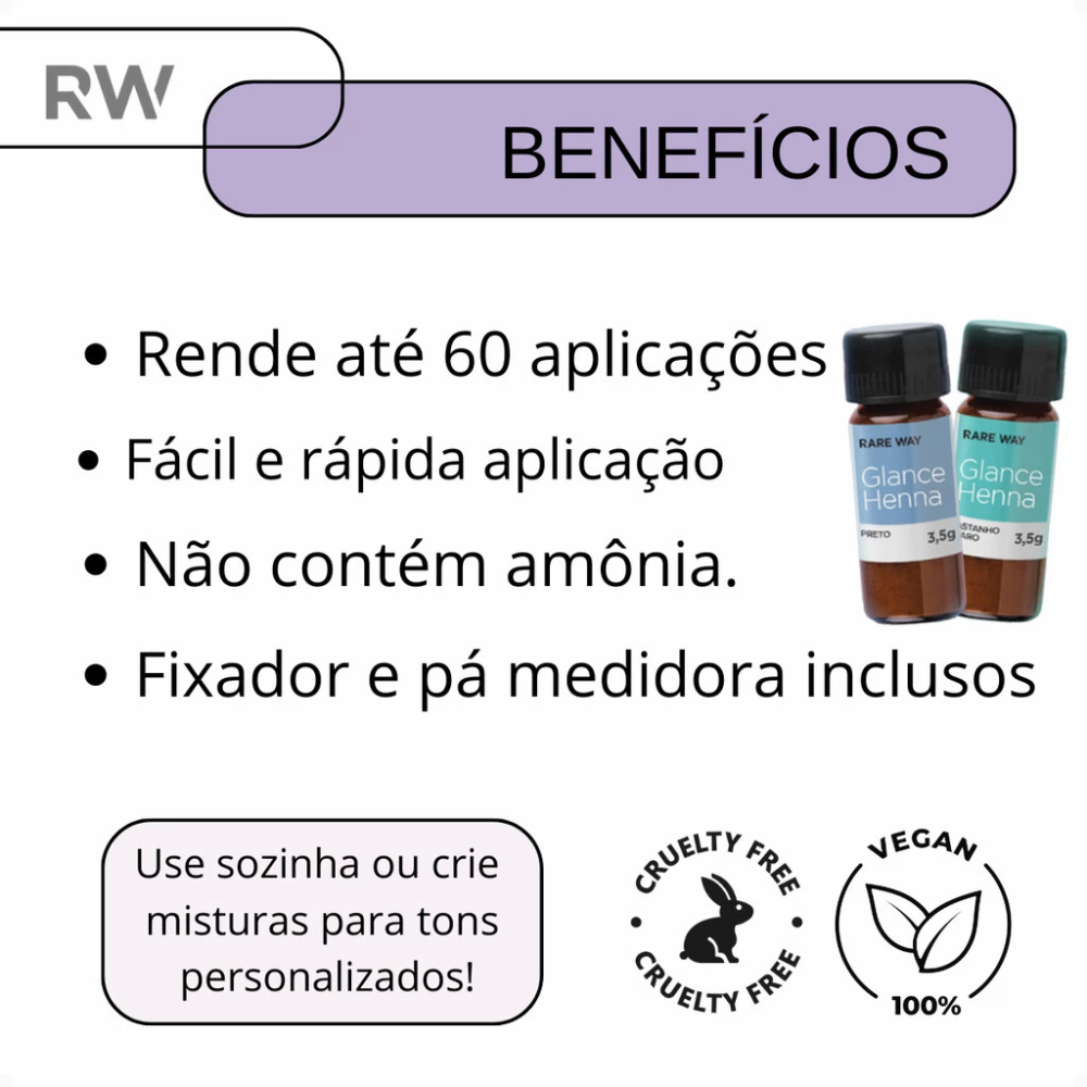 Kit Henna E Fixador Para Sobrancelhas Glance Loiro Claro Rare Way 3,5g