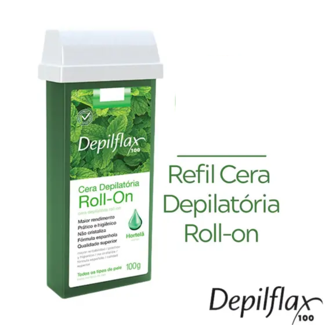 Refil Cera Depilatória Roll On Hortelã Depilflax 100g