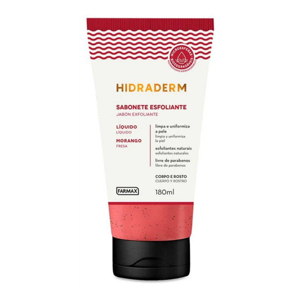 Sabonete Líquido Esfoliante Hidraderm Morango 180ml Farmax