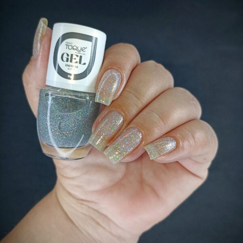 Esmalte Novo Toque Glitter Efeito Gel Energia 9ml