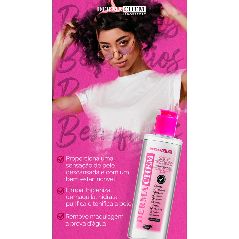 Água Micelar Dermachem 250ml Ácido Hialurônico