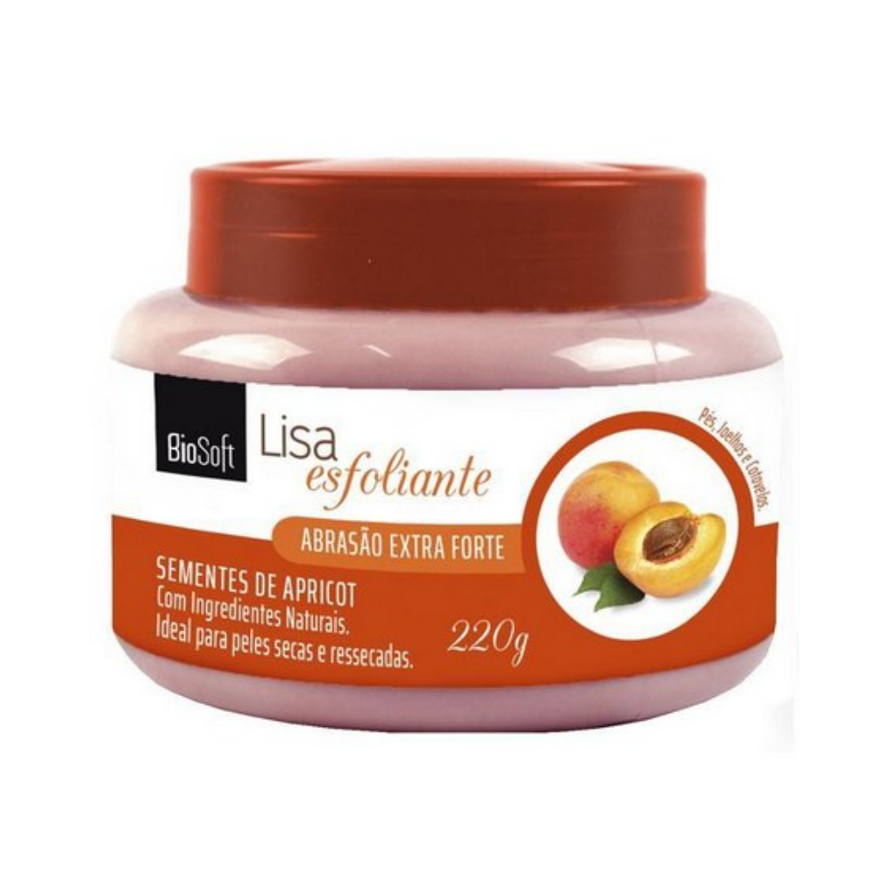 Creme Esfoliante Para Pés, Joelhos e Cotovelos Com Sementes De Apricot Biosoft 220g