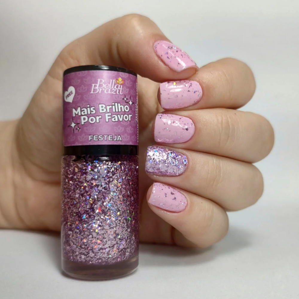 Esmalte Bella Brazil Glitter Mais Brilho Por Favor Festeja 1405 9ml