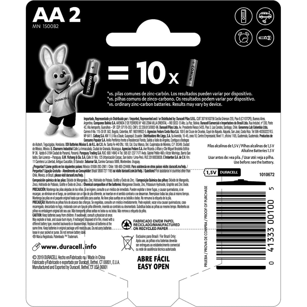 Pilha Duracell Alcalina AA 2 Unidades Pequena