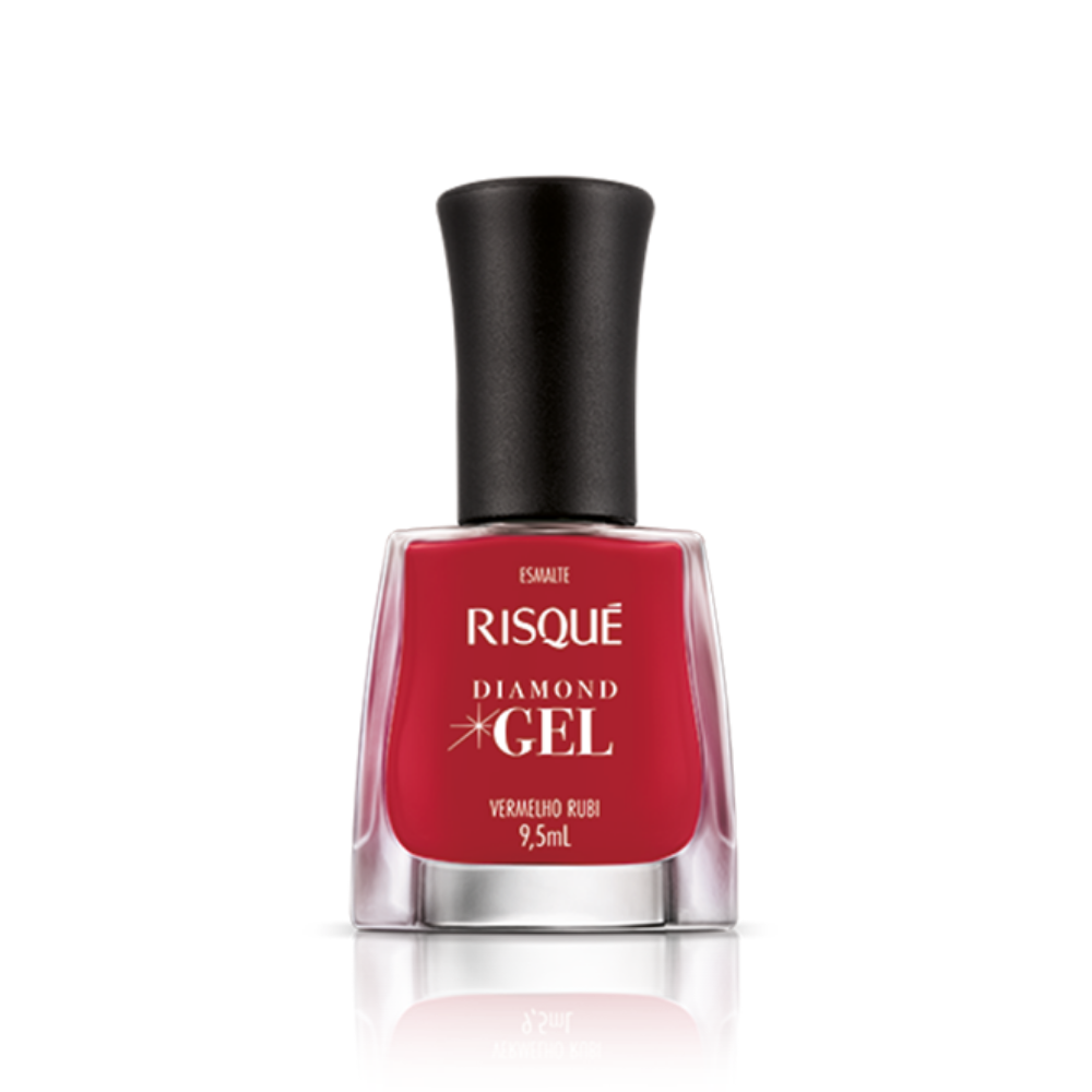Esmalte Risqué Diamond Gel Vermelho Rubi 9,5ml - Vermelho - Diamond Gel