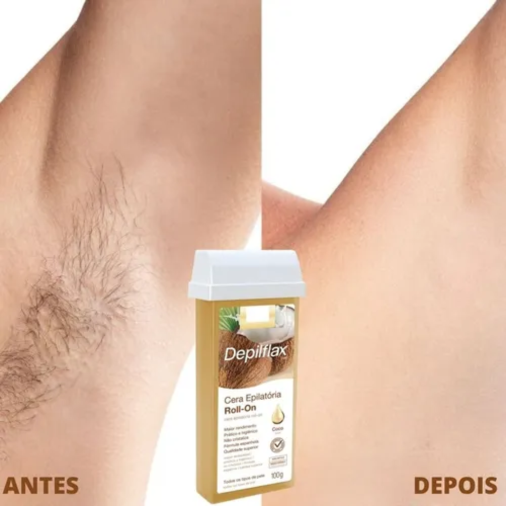 Kit 6 Refil Cera Depilatória Roll On Coco Depilflax 100g