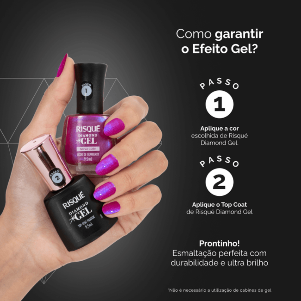 Esmalte Risqué Diamond Gel Licor Cranberry 9,5ml
