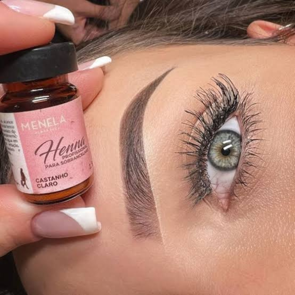 Kit Henna E Fixador Menela Castanho Claro 2,5g