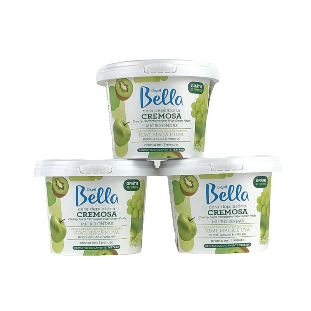 Cera De Micro-ondas Cremosa Frutas Verdes Depil Bella 200g
