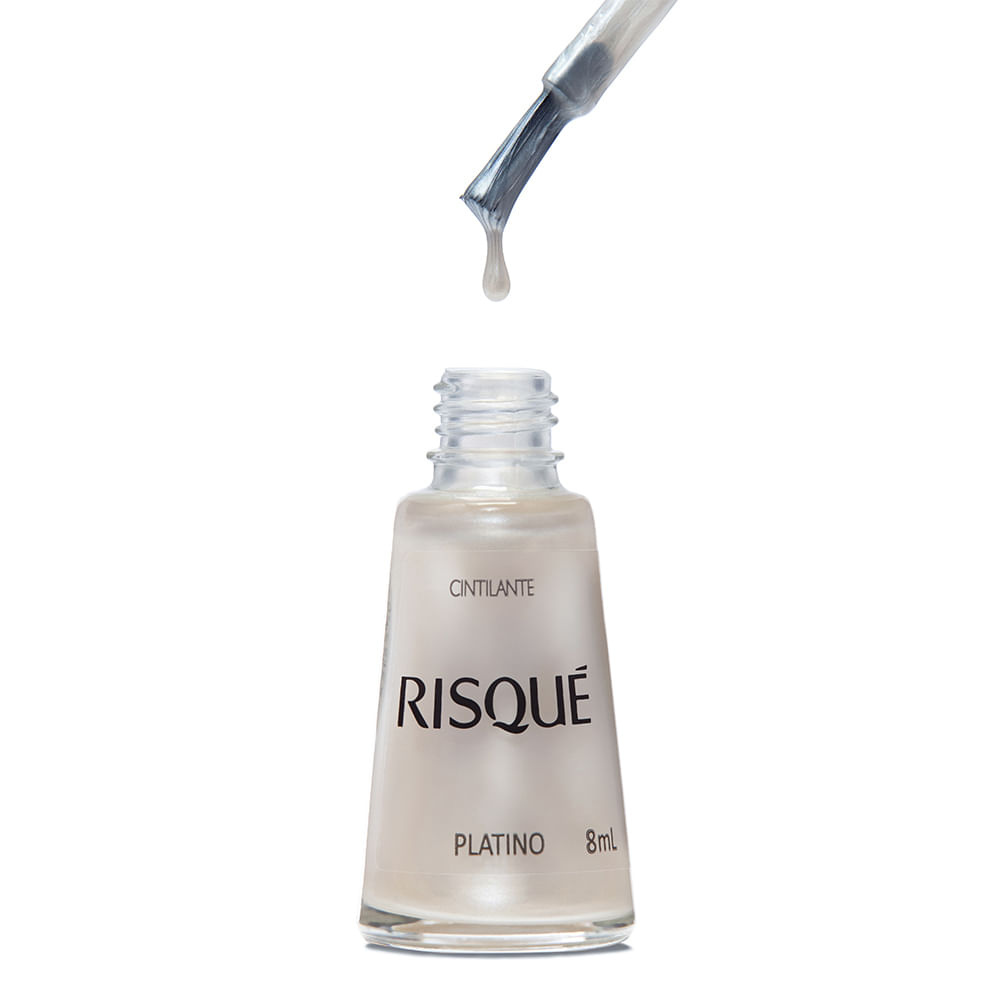 Esmalte Risqué Cintilante Platino 8ml - Branco - Cintilante