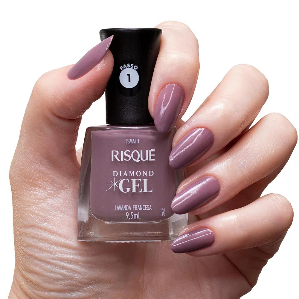 Esmalte Risqué Diamond Gel Lavanda Francesa 9,5ml - Nude - Diamond Gel