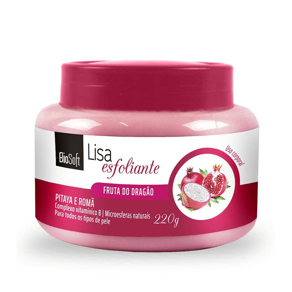 Creme Esfoliante Corporal Com Pitaya E Romã Biosoft 220g