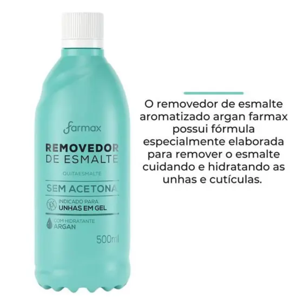 Removedor Sem Acetona Com Hidratante Argan 500ml Farmax