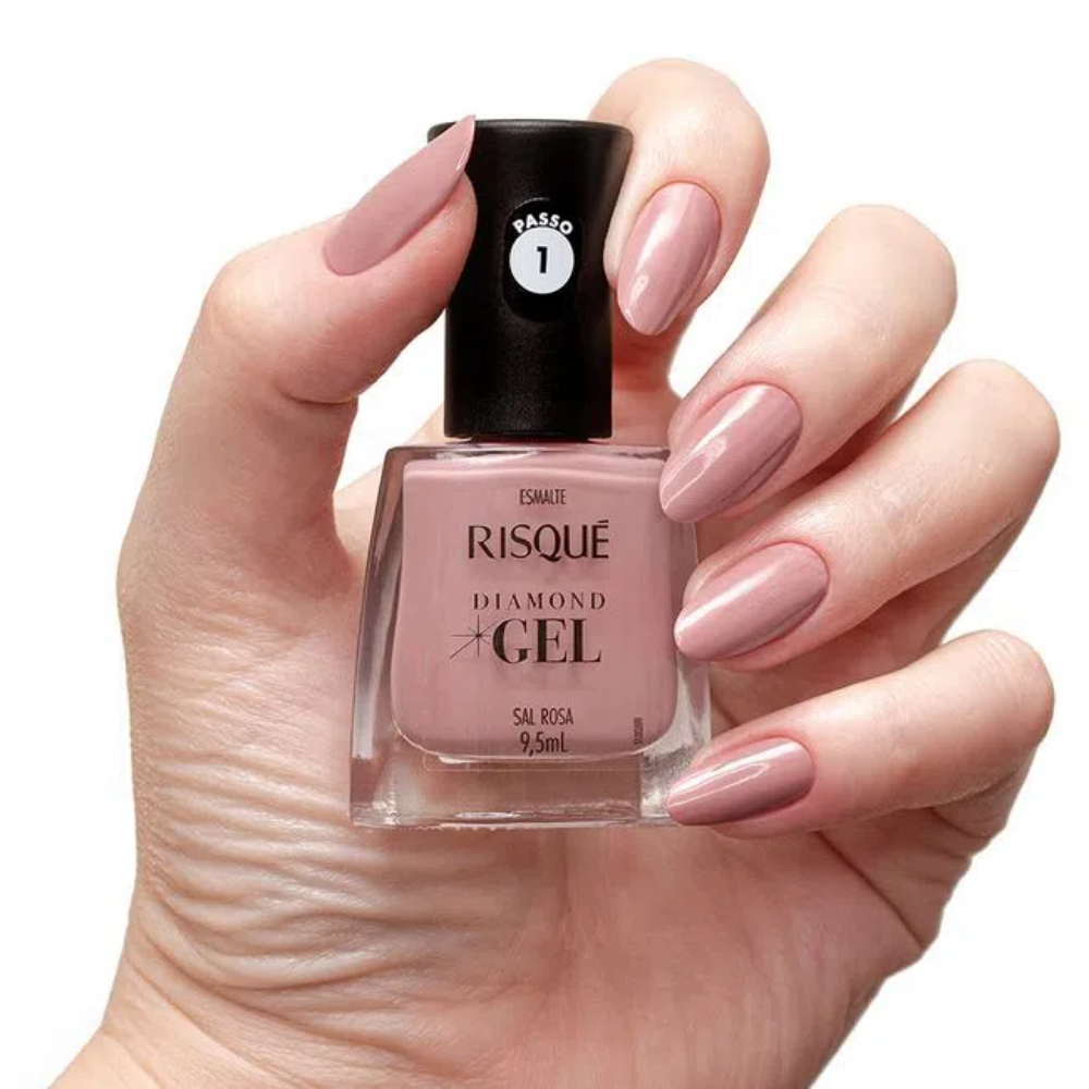 Esmalte Risqué Diamond Gel Sal Rosa 9,5ml - Nude - Diamond Gel