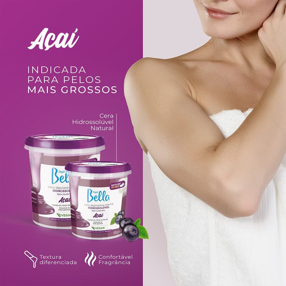 Cera Hidrossolúvel Açaí Depil Bella 1,3kg