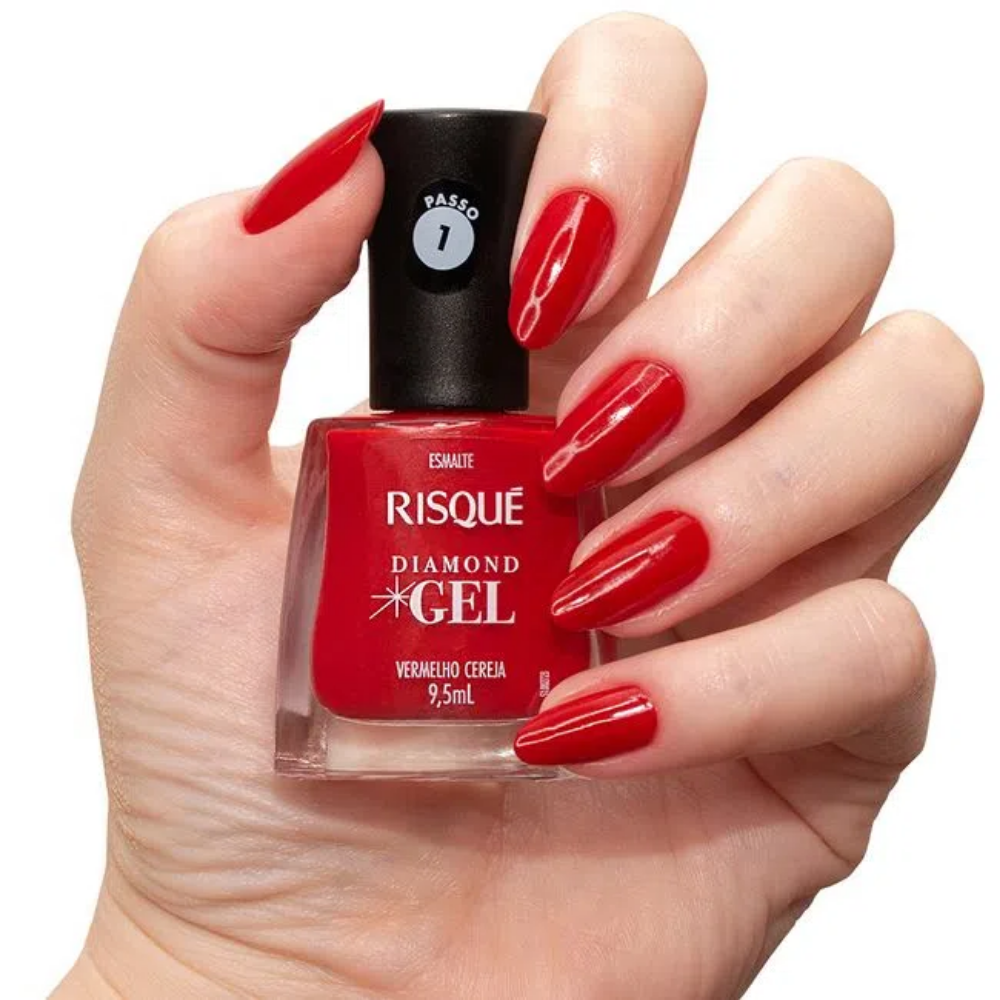 Esmalte Risqué Diamond Gel Vermelho Cereja 9,5ml - Vermelho - Diamond Gel
