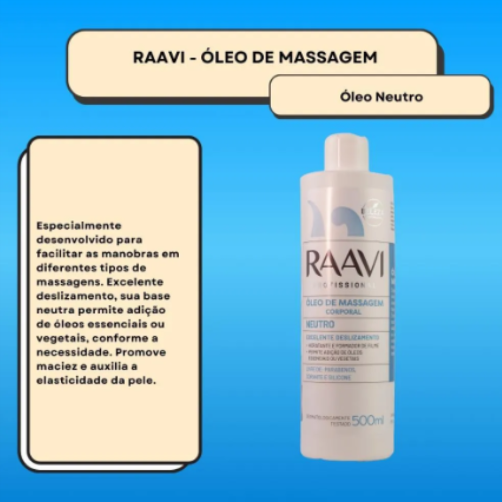 Óleo De Massagem Corporal Neutro Raavi 500ml