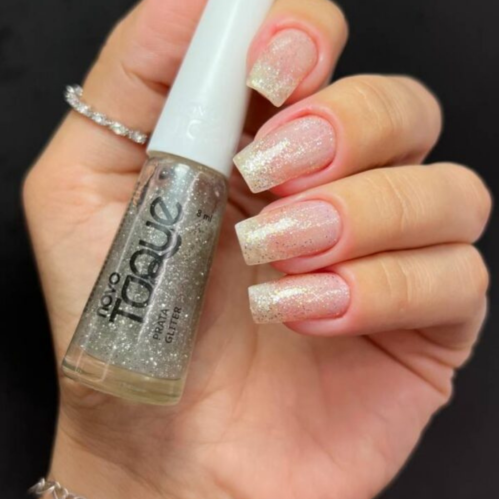 Esmalte Novo Toque Glitter Prata 8ml