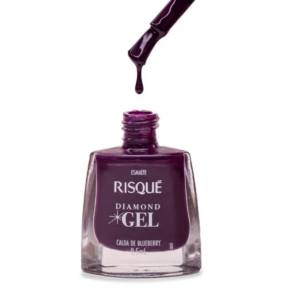 Esmalte Risqué Diamond Gel Calda De Blueberry 9,5ml - Roxo - Diamond Gel