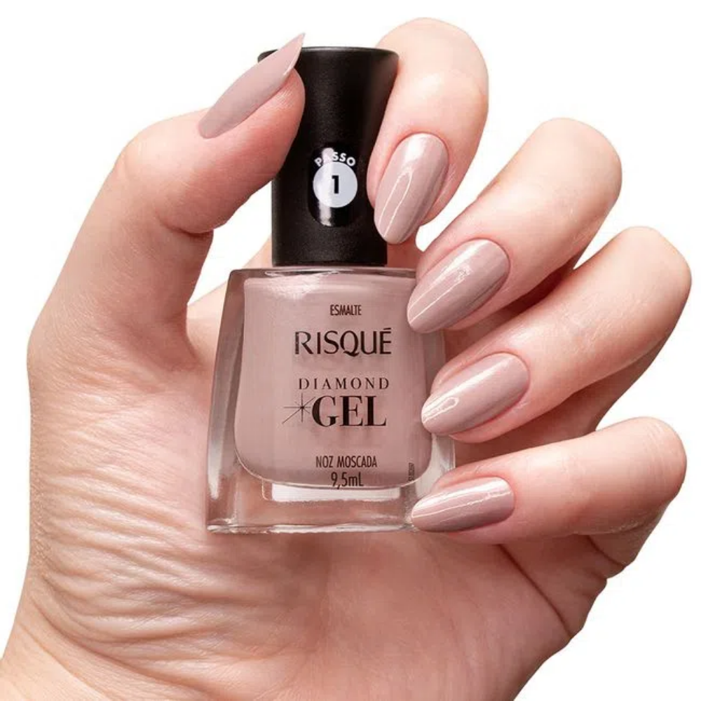 Esmalte Risqué Diamond Gel Nóz Moscada 9,5 ml - Nude - Diamond Gel